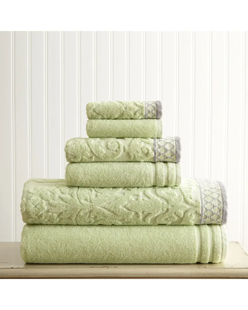 Colonial Home Damask 6pc Towel Set - Sage, Cotton