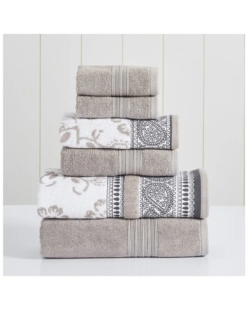 Fawn 6pc Ophelia Jacquard Towel Set - Fawn, Cotton