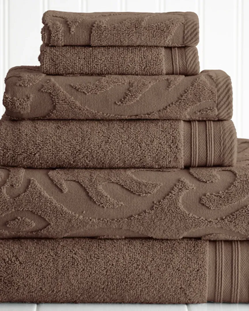 Jacquard 6pc Towel Set - Mocha, Cotton image