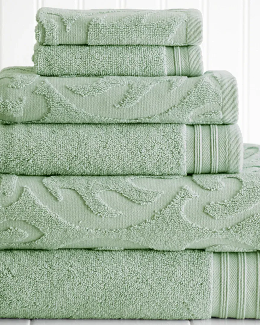Jacquard 6pc Towel Set - Soft Jade, Egyptian Cotton