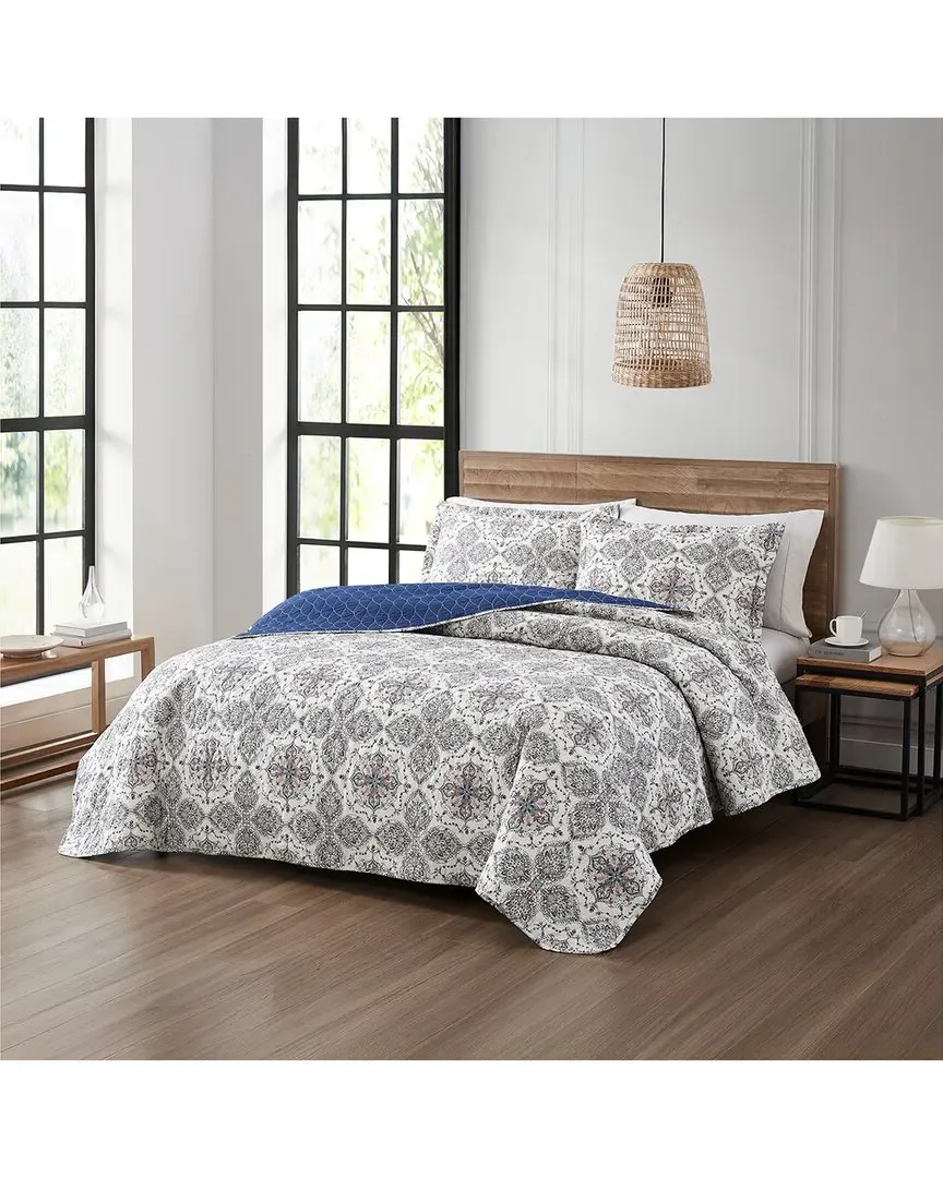 Soren Medallion Quilt Set - Blue, Cotton image