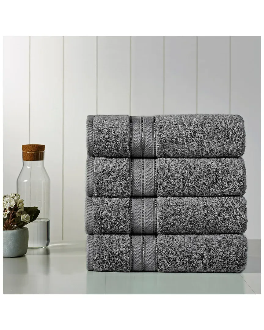 SpunLoft Set of 4 Bath Towels - Charcoal, Cotton