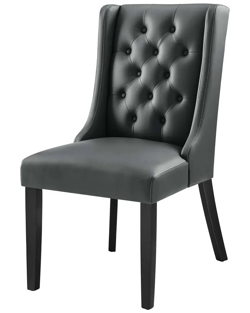 Baronet Button Tufted Dining Chair - Grey, Vegan Leather image