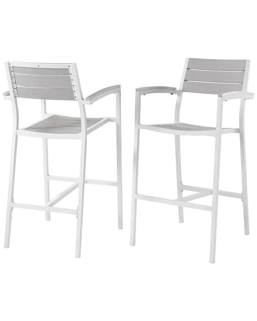 Maine Bar Stool Set of 2 - Light Gray White, Polywood image