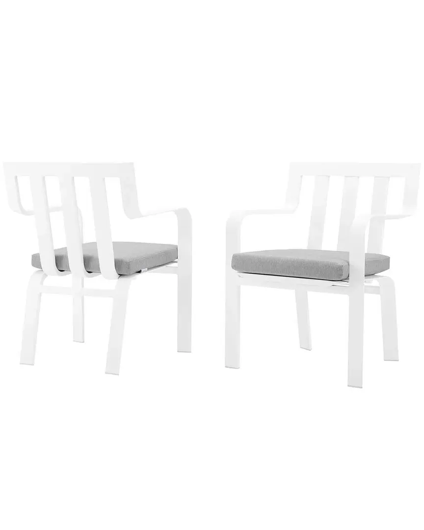 Baxley Stackable Patio Armchair Set of 2 - Gray White, Aluminum image