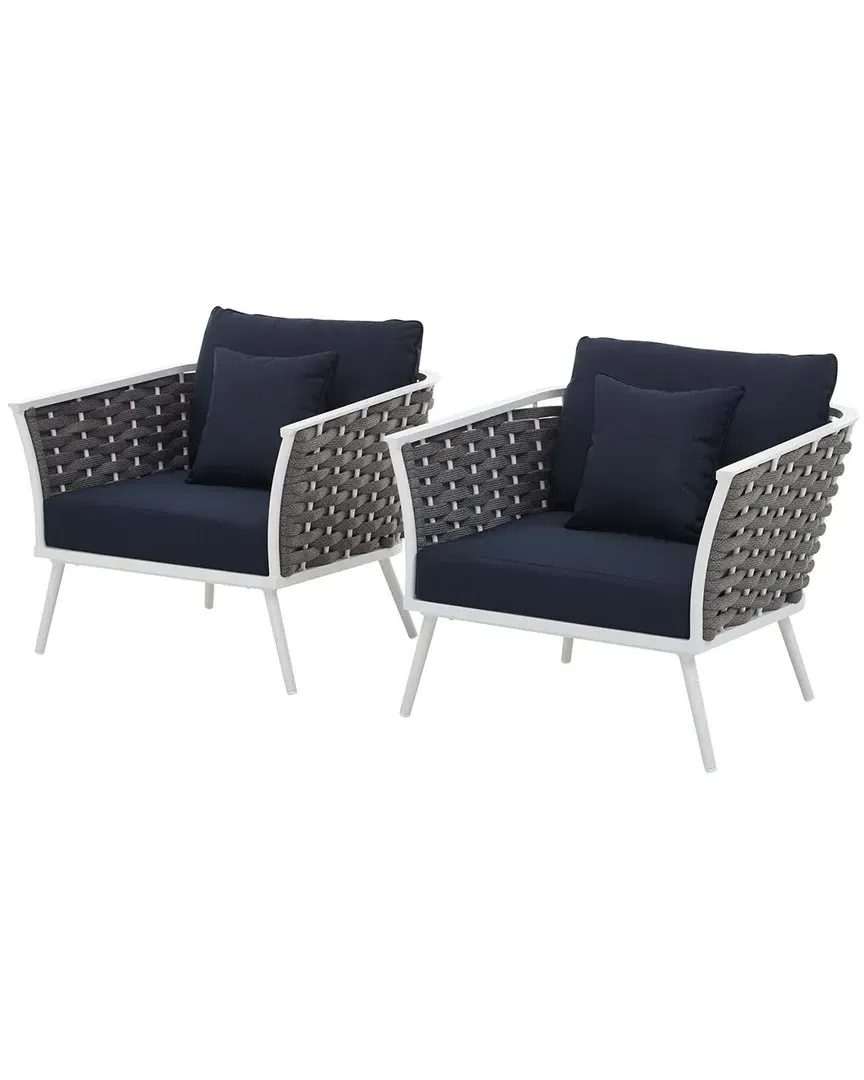 Stance Armchair Set of 2 - Navy White, Aluminum
