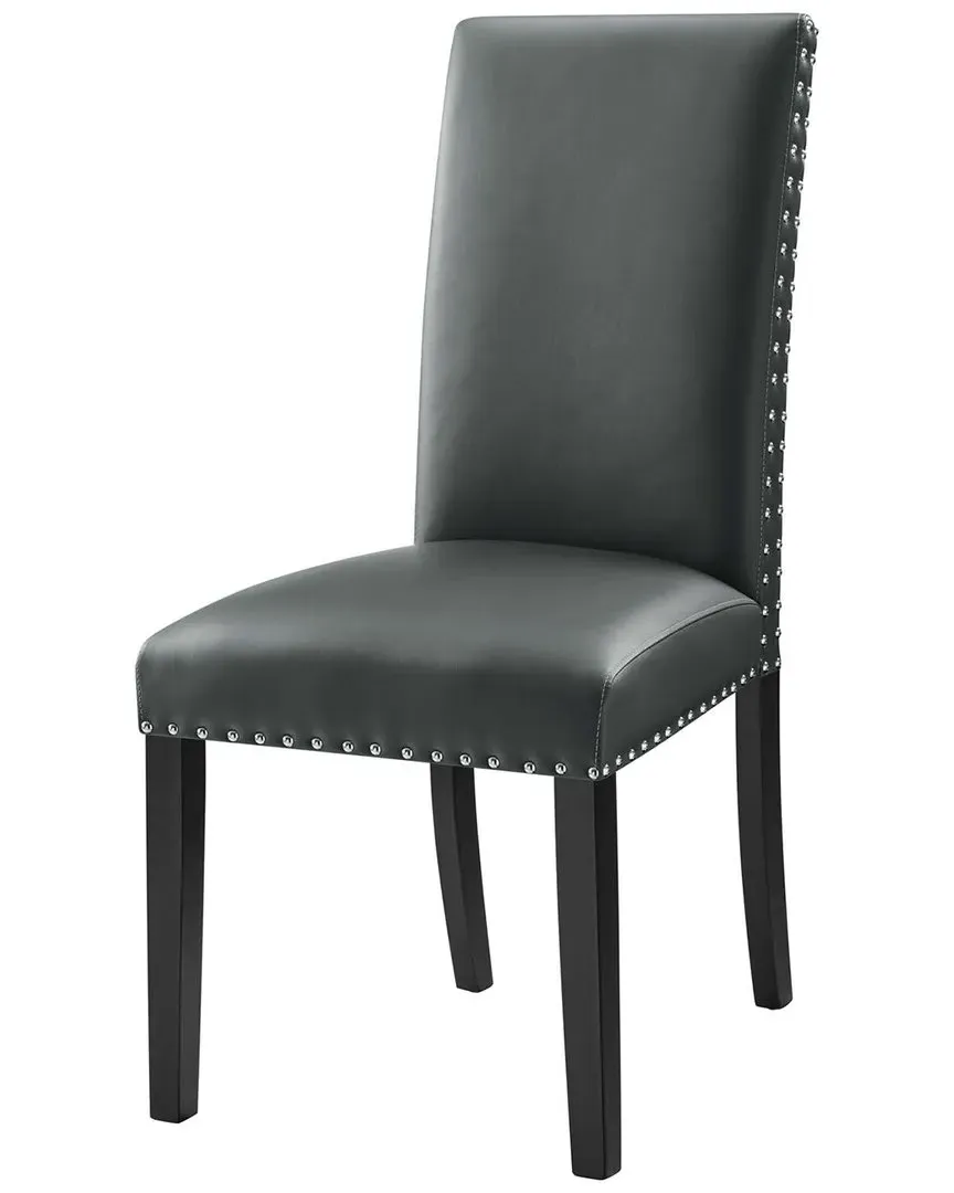 Parcel Dining Side Chair with Nailhead Trim - Grey, Faux Leather