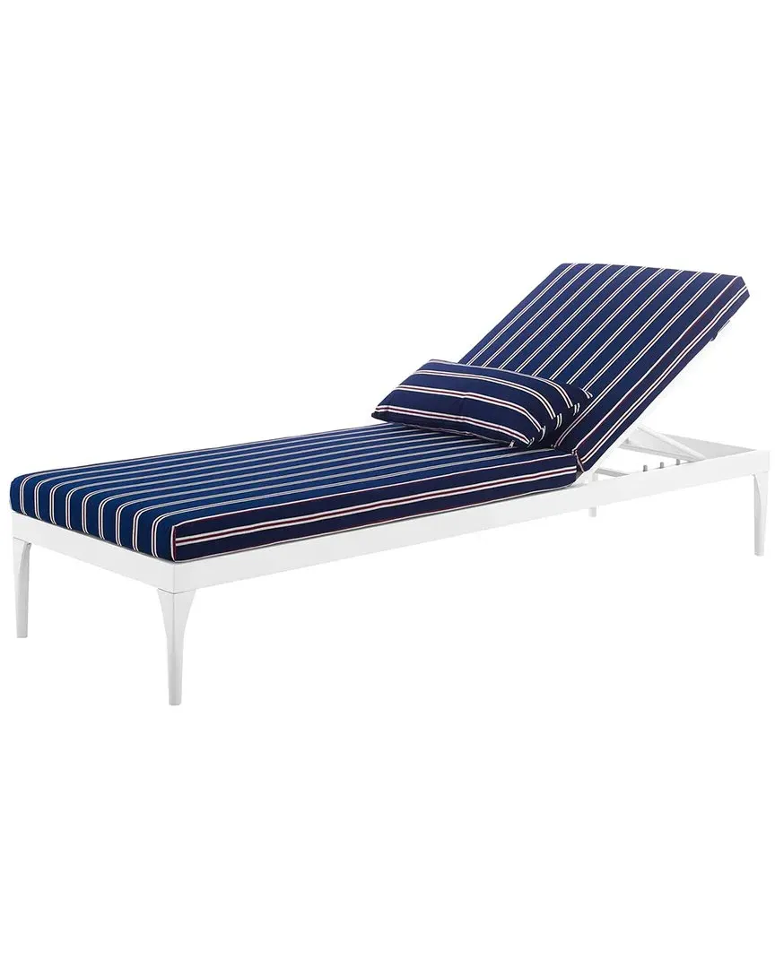 Perspective Outdoor Patio Chaise Lounge Chair - Striped Navy White image