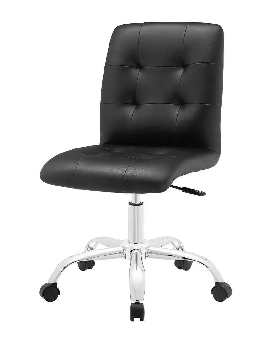 Prim Armless Mid Back Office Chair - Black, Faux Leather