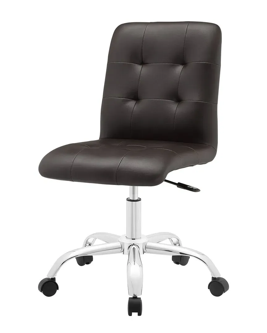 Prim Armless Mid Back Office Chair - Brown, Faux Leather