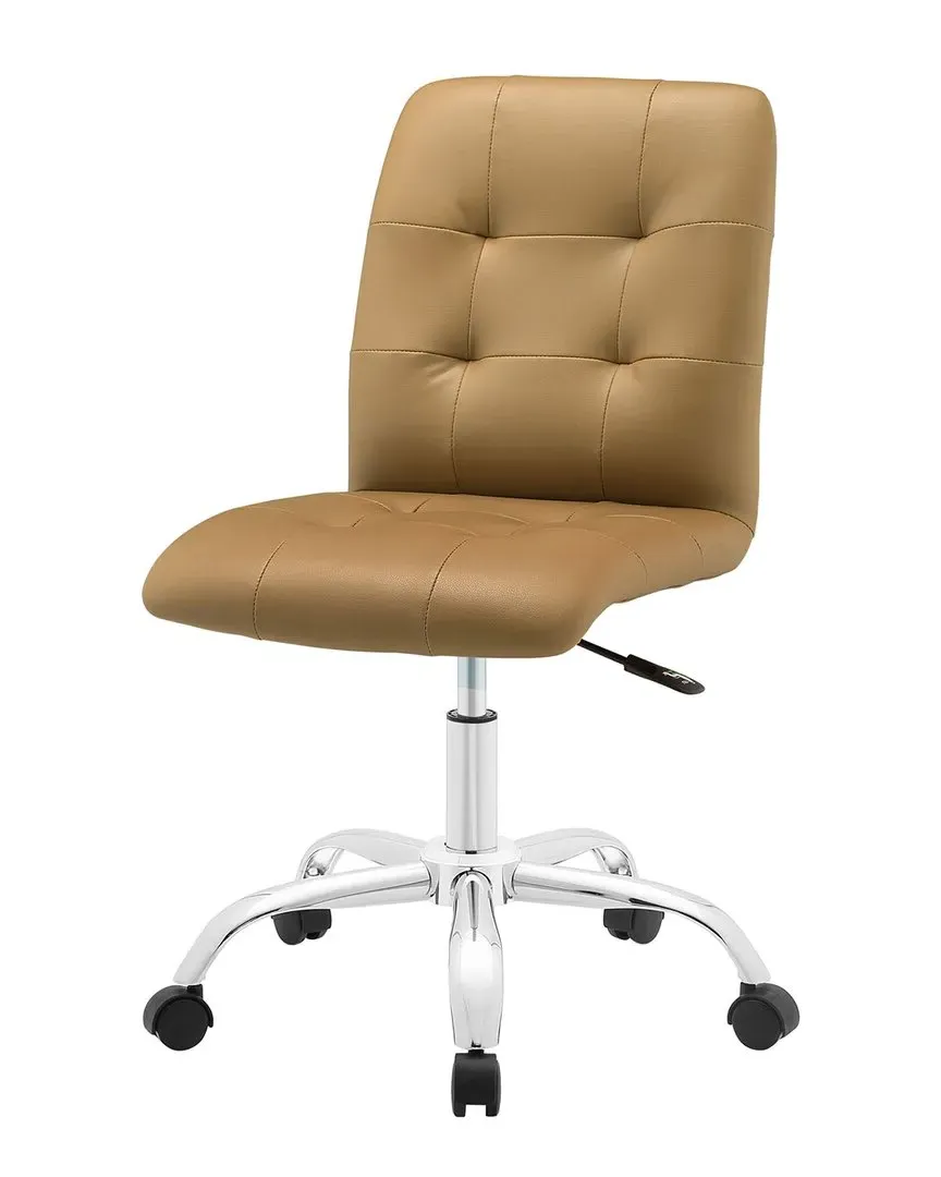 Prim Armless Mid Back Office Chair - Tan, Faux Leather