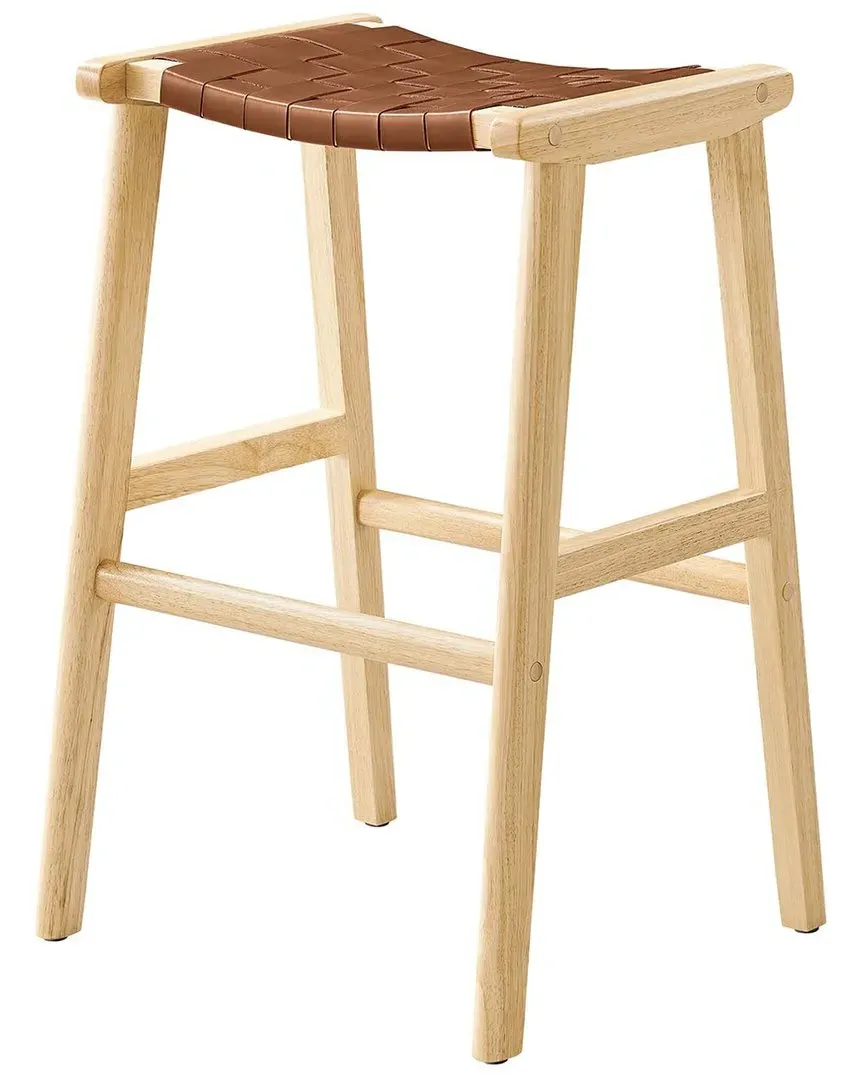 Saoirse Bar Stool Set - Natural Brown, Faux Leather image