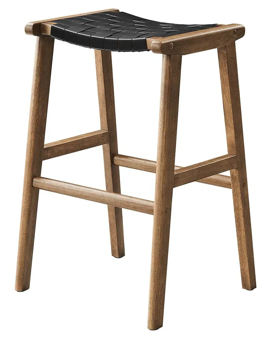 Saoirse Bar Stool Set - Walnut Black, Faux Leather