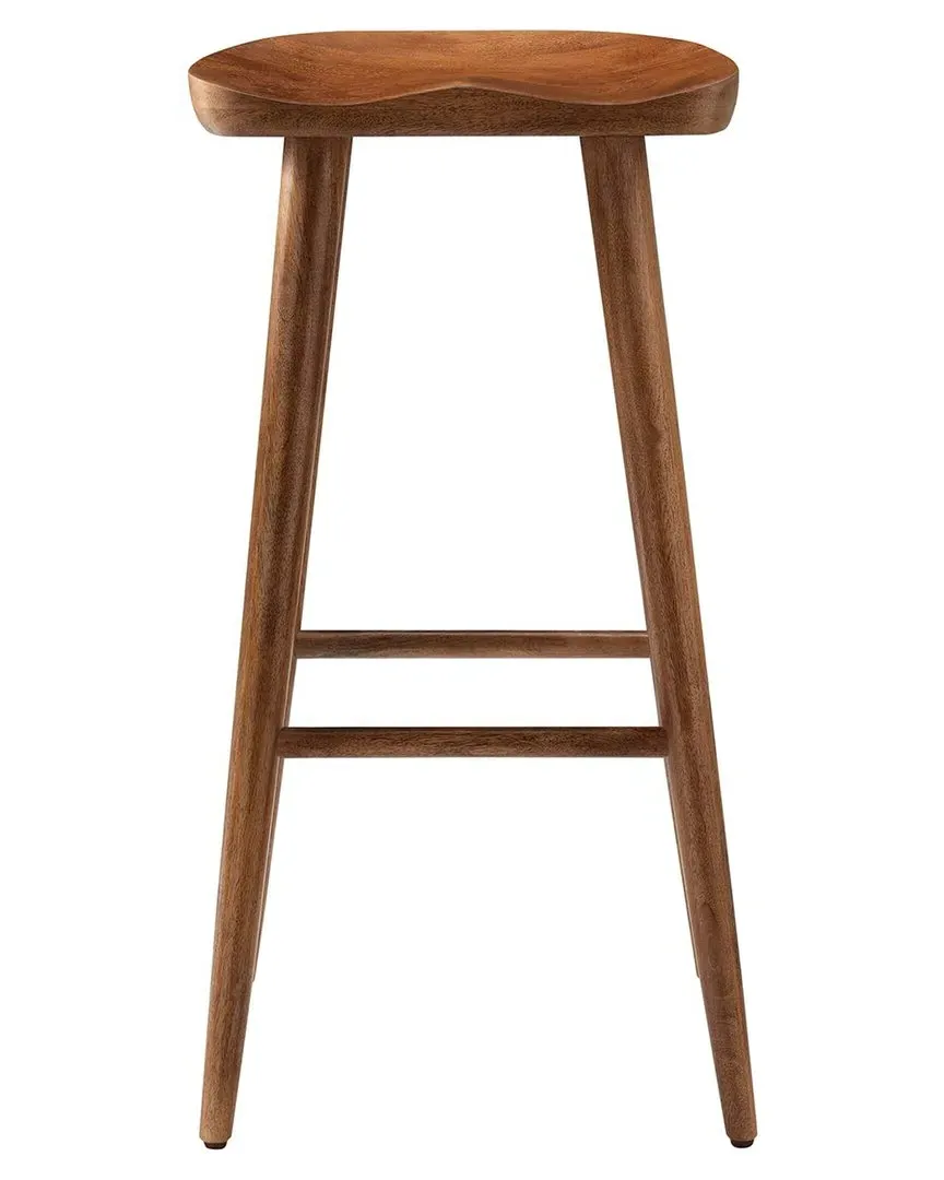 Saville Set of 2 Backless Bar Stools - Walnut, Mango Wood