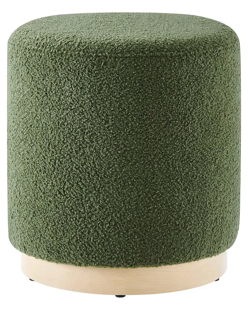 Tilden Round Ottoman - Green, Sherpa