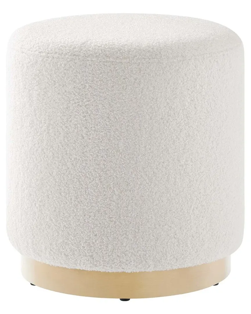 Tilden Round Ottoman - White, Sherpa image