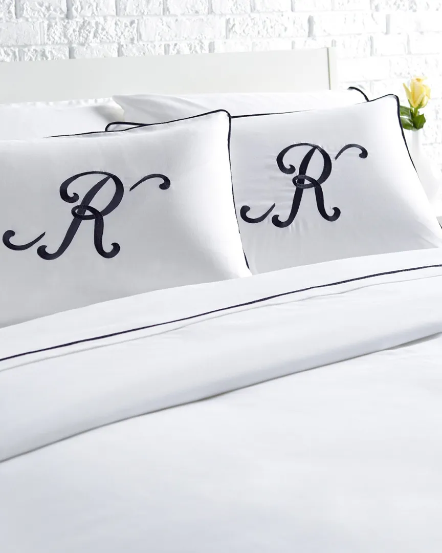 400TC Monogrammed King Duvet Set - White image