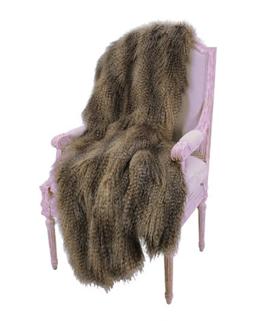 Raccoon Oversized Faux Fur Throw - Mocha