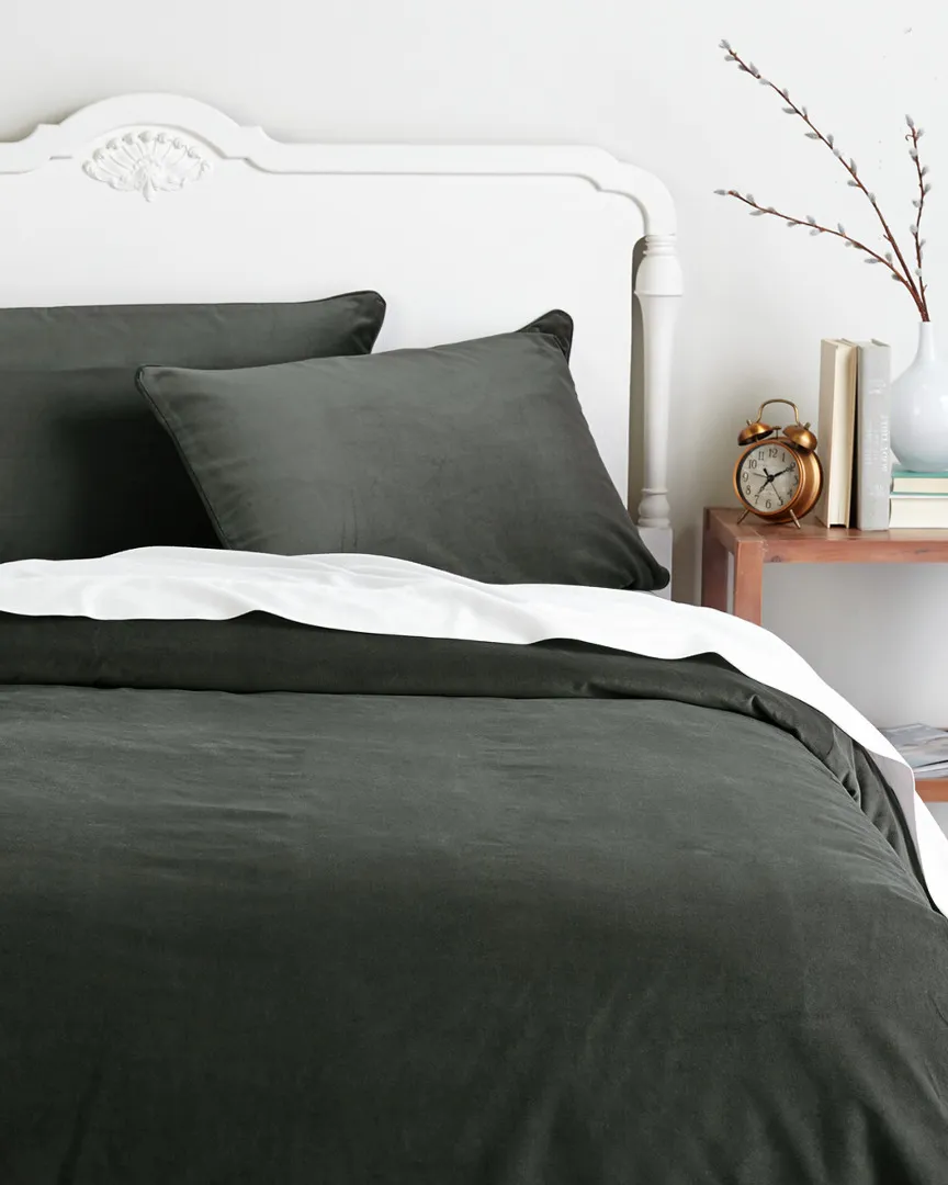 Regal Cotton Velvet Coverlet Set - Charcoal image