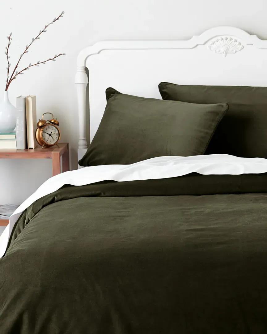 Regal Cotton Velvet Coverlet Set - Olive