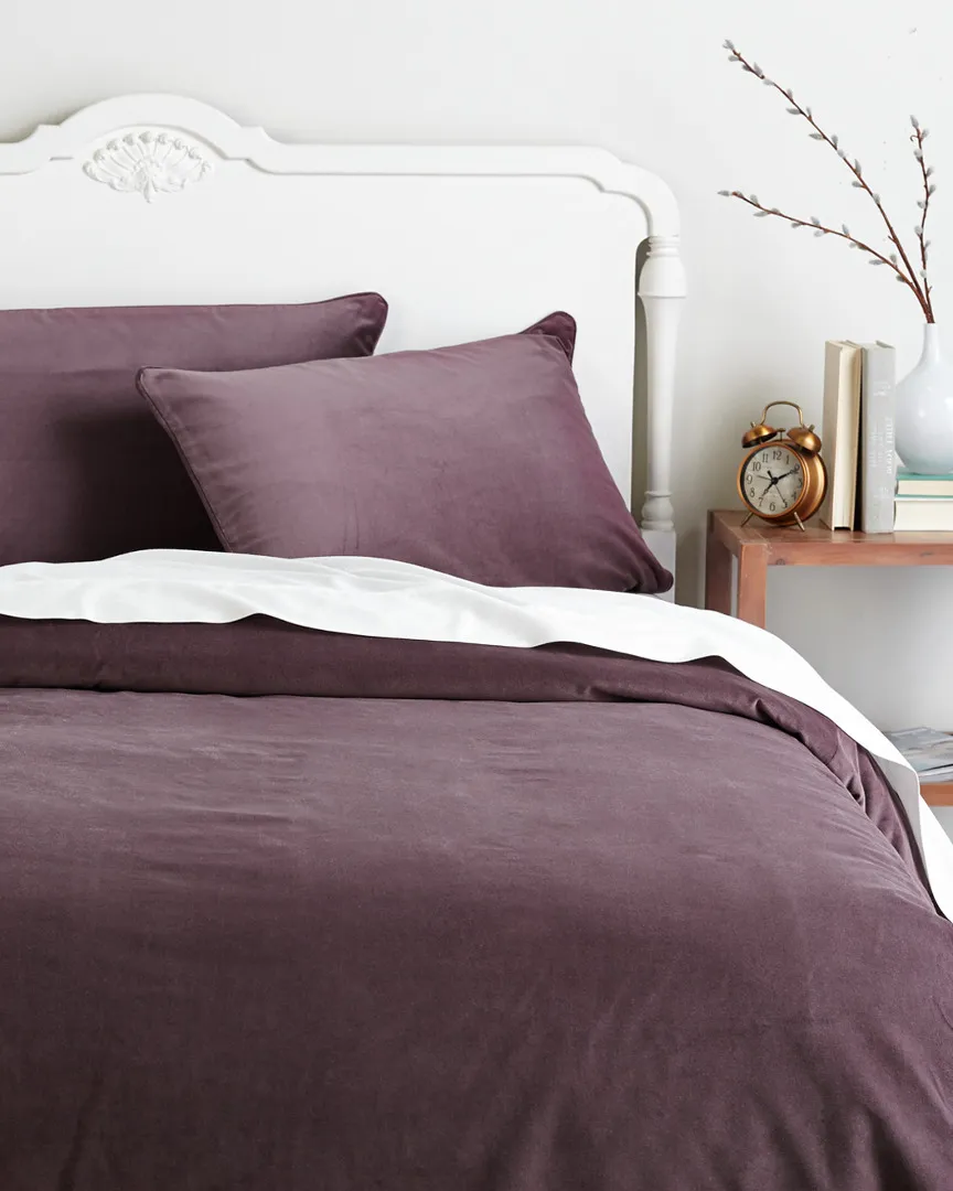 Regal Cotton Velvet Coverlet Set - Plum
