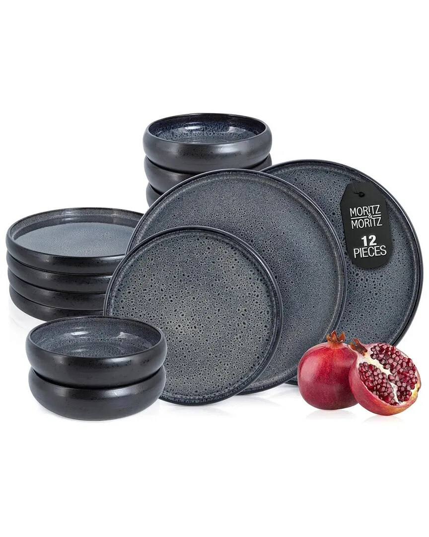 12-Piece Stoneware Dinnerware Set - Grey image