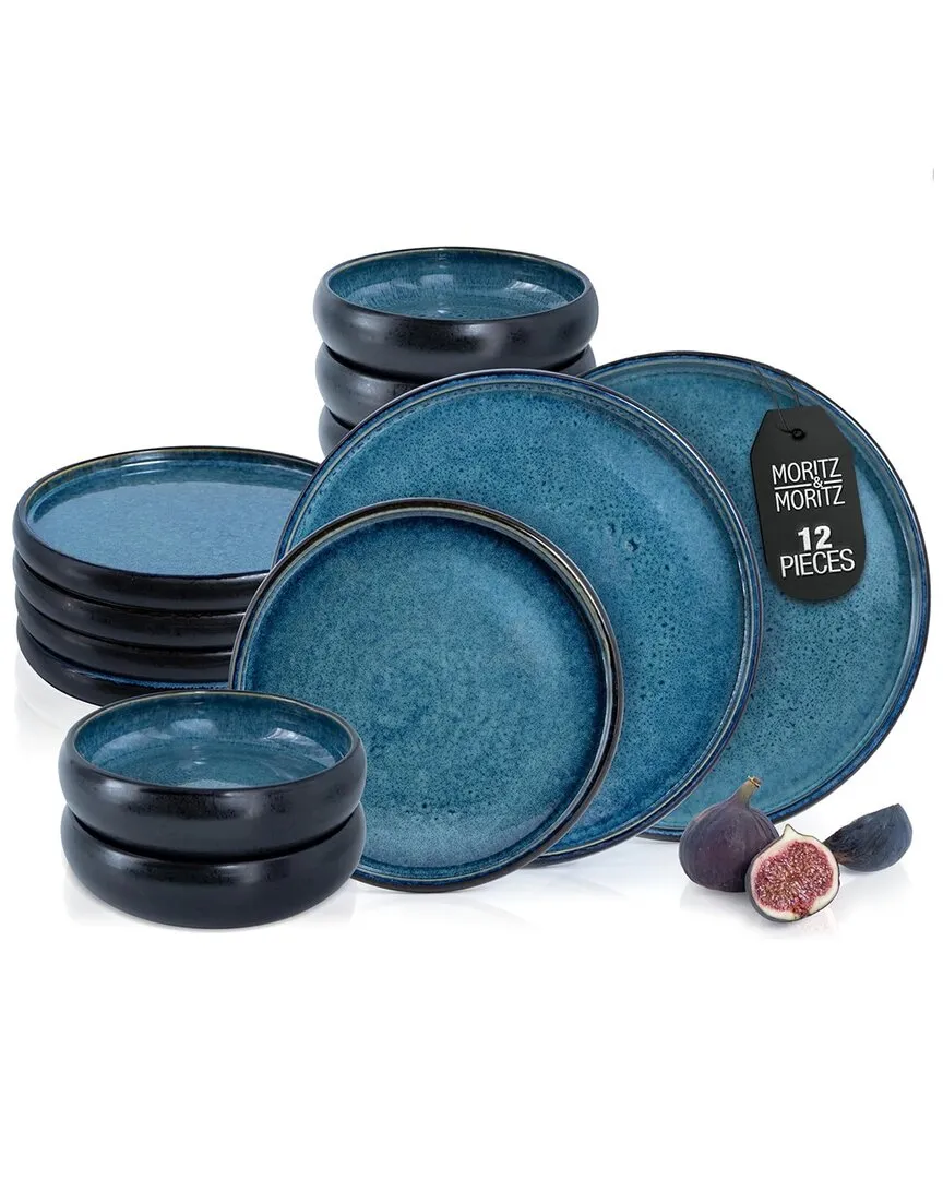 12pc Stoneware Dinnerware Set - Blue image