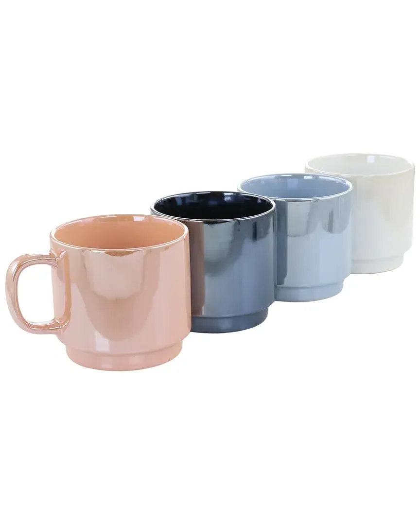 Cafe Celestial 4-Piece Pearlized Mug Set - Stoneware image