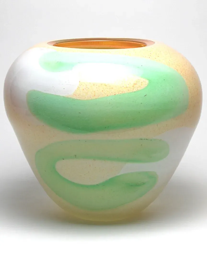 European Art Glass Capri Vase - Orange/Green/Opal image