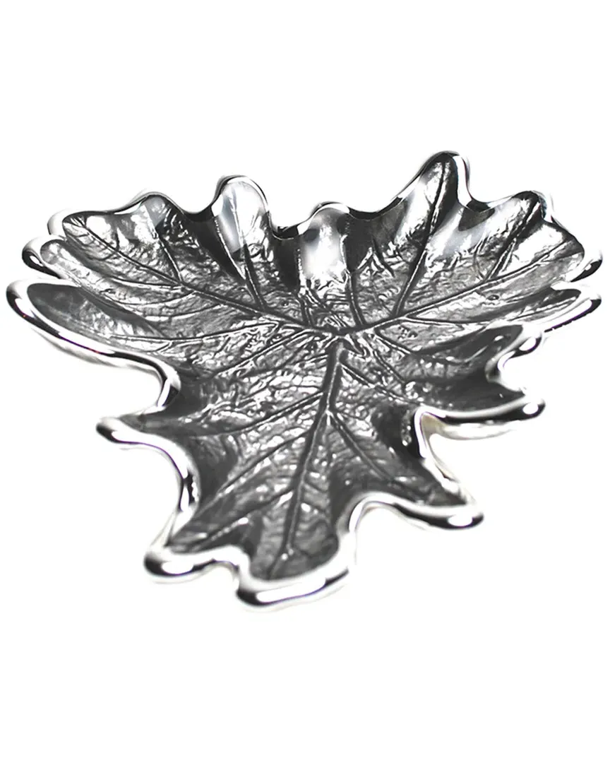 Foglia Grape Leaf Decorative Glass - Ice Grey, Silver image
