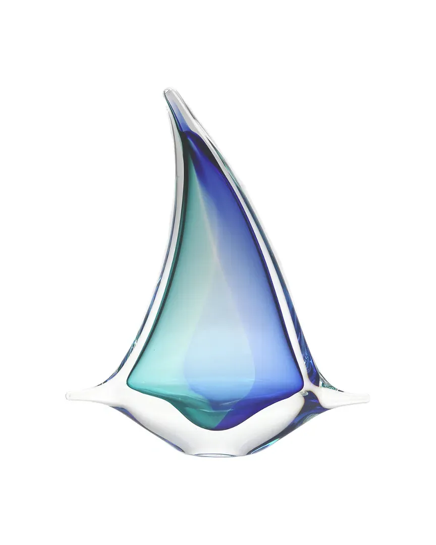 Glass Sailboat - Aqua Blue, Lead Crystal image