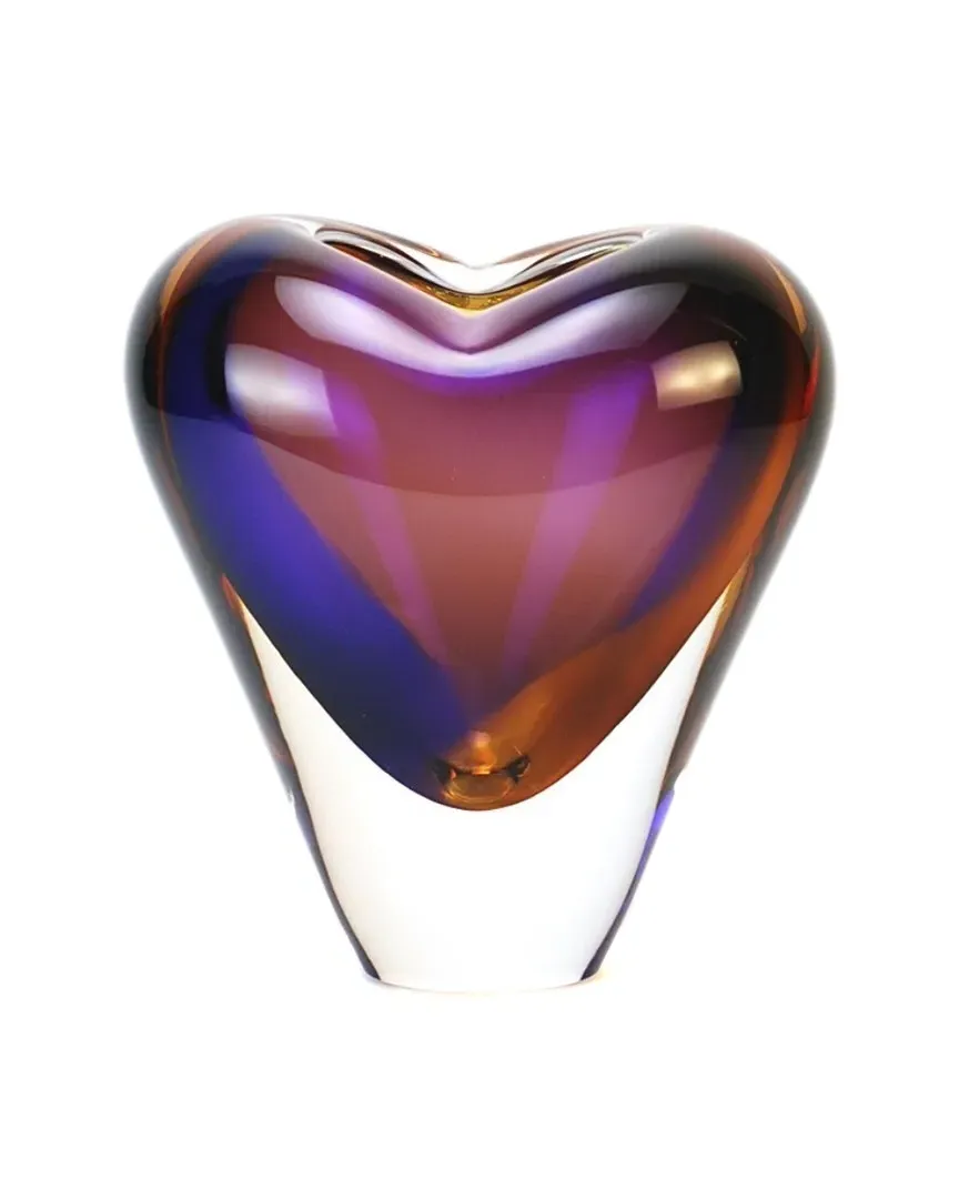 Laguna Collection Glass Heart Vase - Topaz Amber image