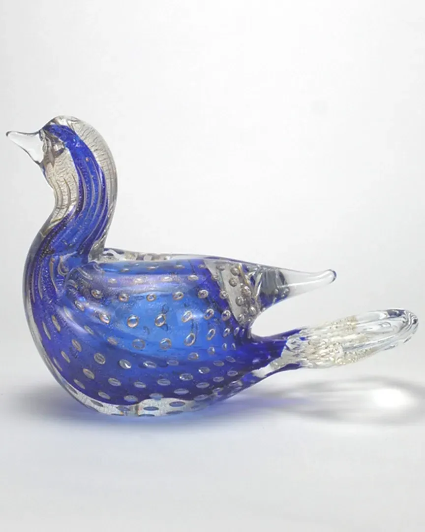 Mila Brown Murano Glass Bird - Blue image