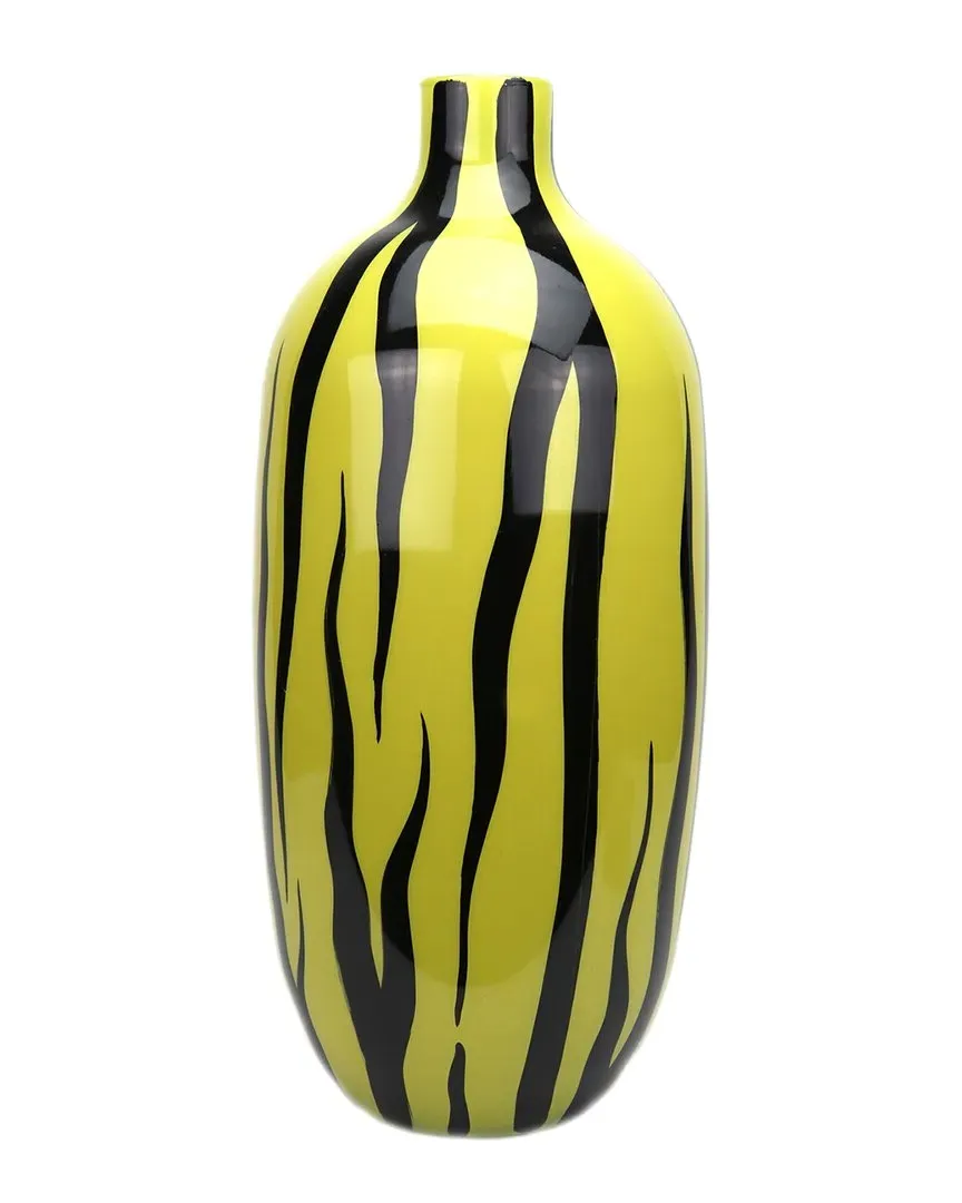 Murano 19.5in Zebra Vase - Black, Glass