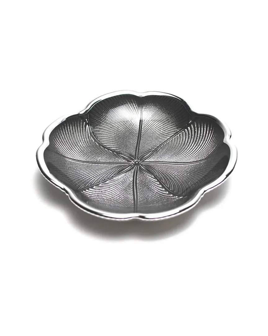 Murano 6in Quadrifoglio Plate - Grey, Glass