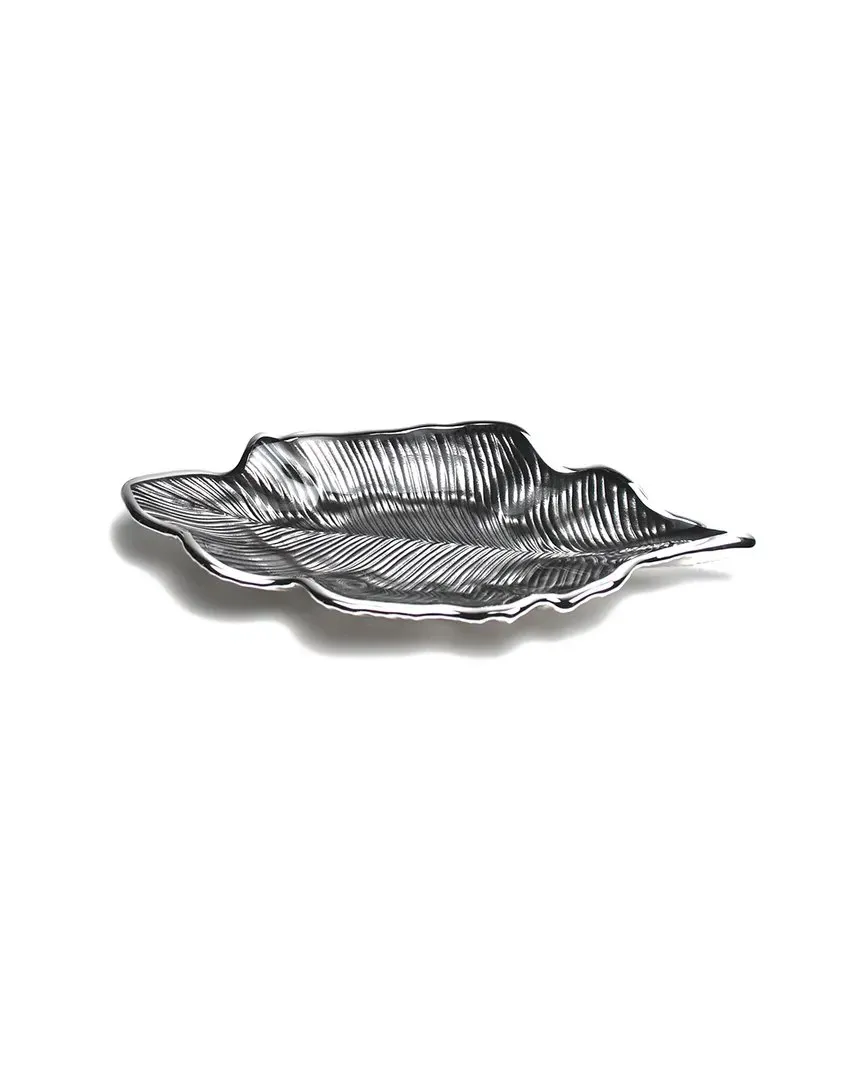 Murano Foglia Willow Leaf Plate - Grey, Glass