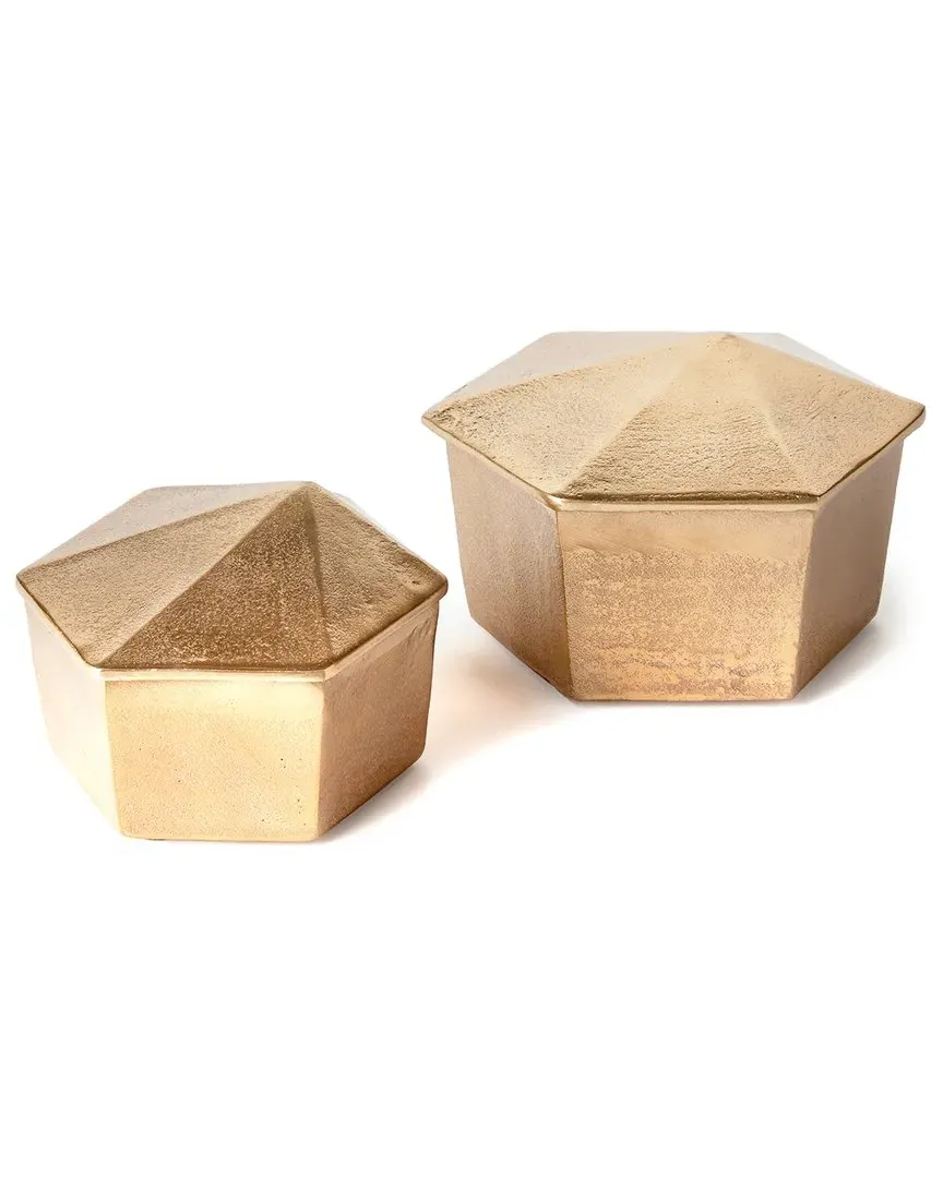 Luca Set of 2 Lidded Boxes - Gold, Aluminum image