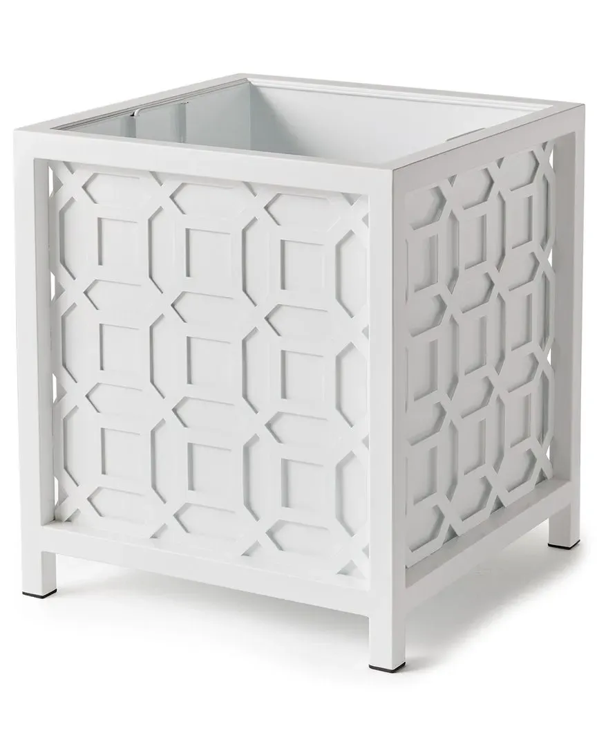 Traforo Square Planter - White, Iron image
