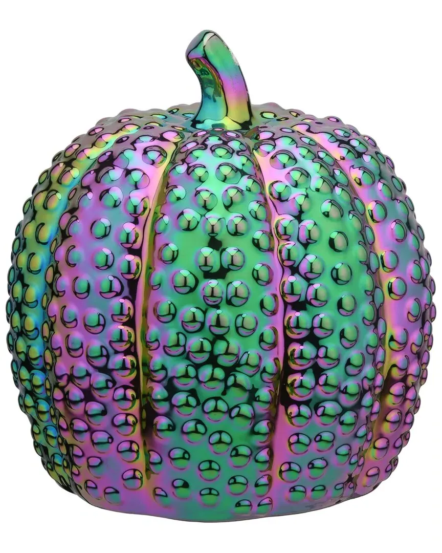10 Inch Iridescent Pumpkin Decor - Purple, Ceramic image