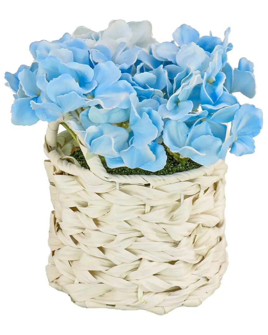 10In Hydrangea Bouquet in White Basket - Blue image