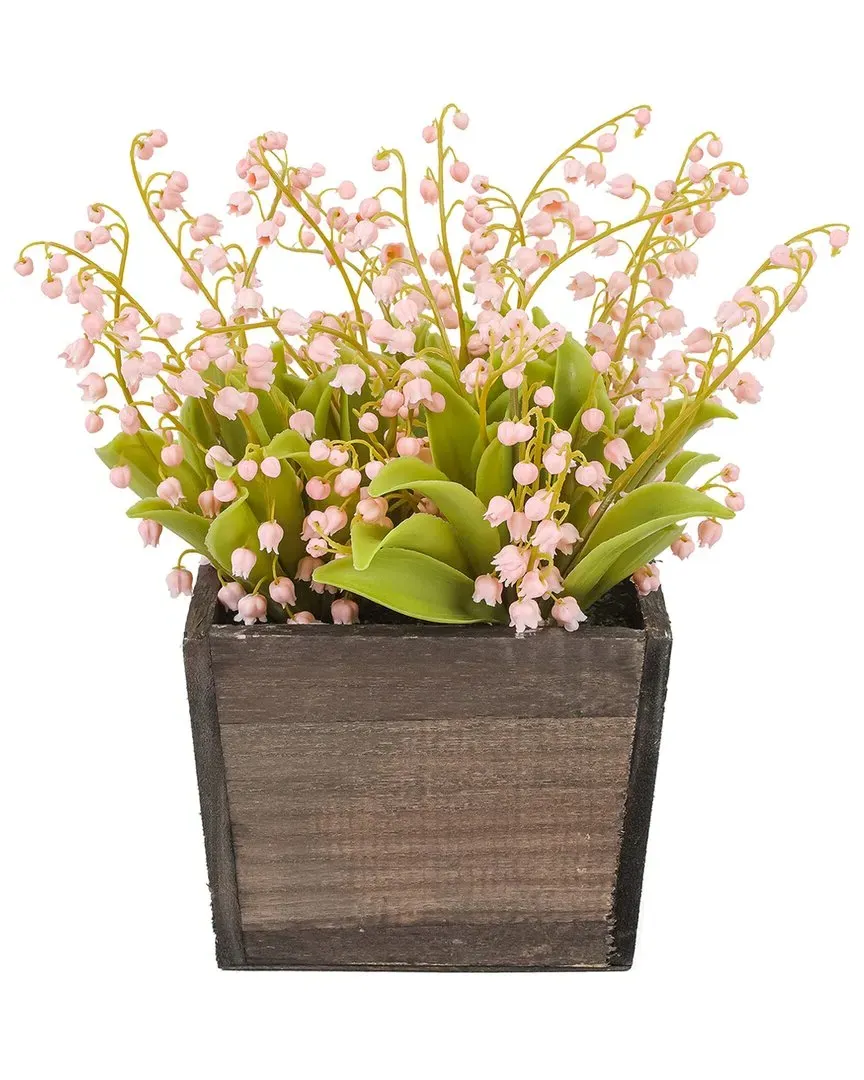 10In Lily-Of-The-Valley Flowers in Wood Box - Pink image