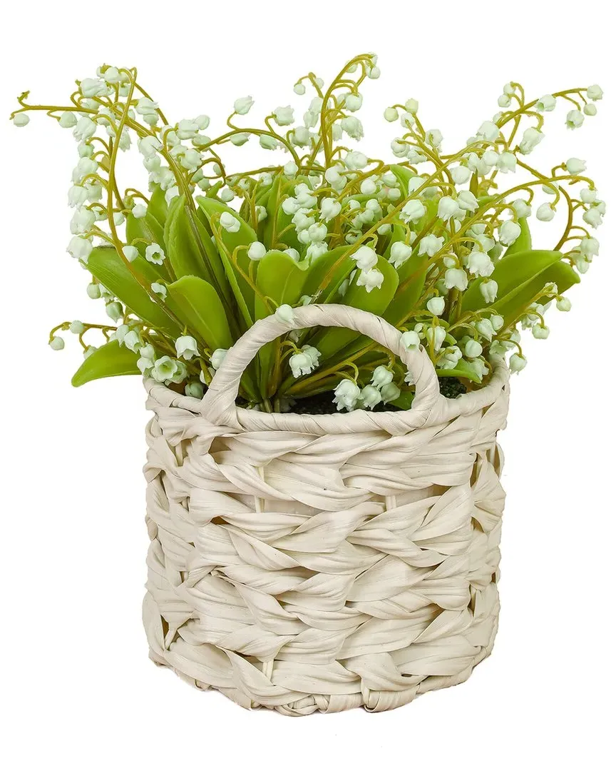 11In Lily-Of-The-Valley Artificial Flowers in Basket - Green image