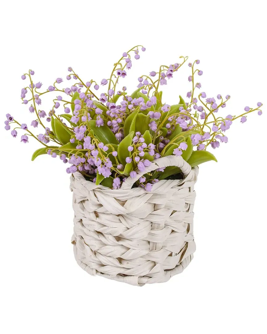 11In Lily-Of-The-Valley Artificial Flowers in Basket - Mauve