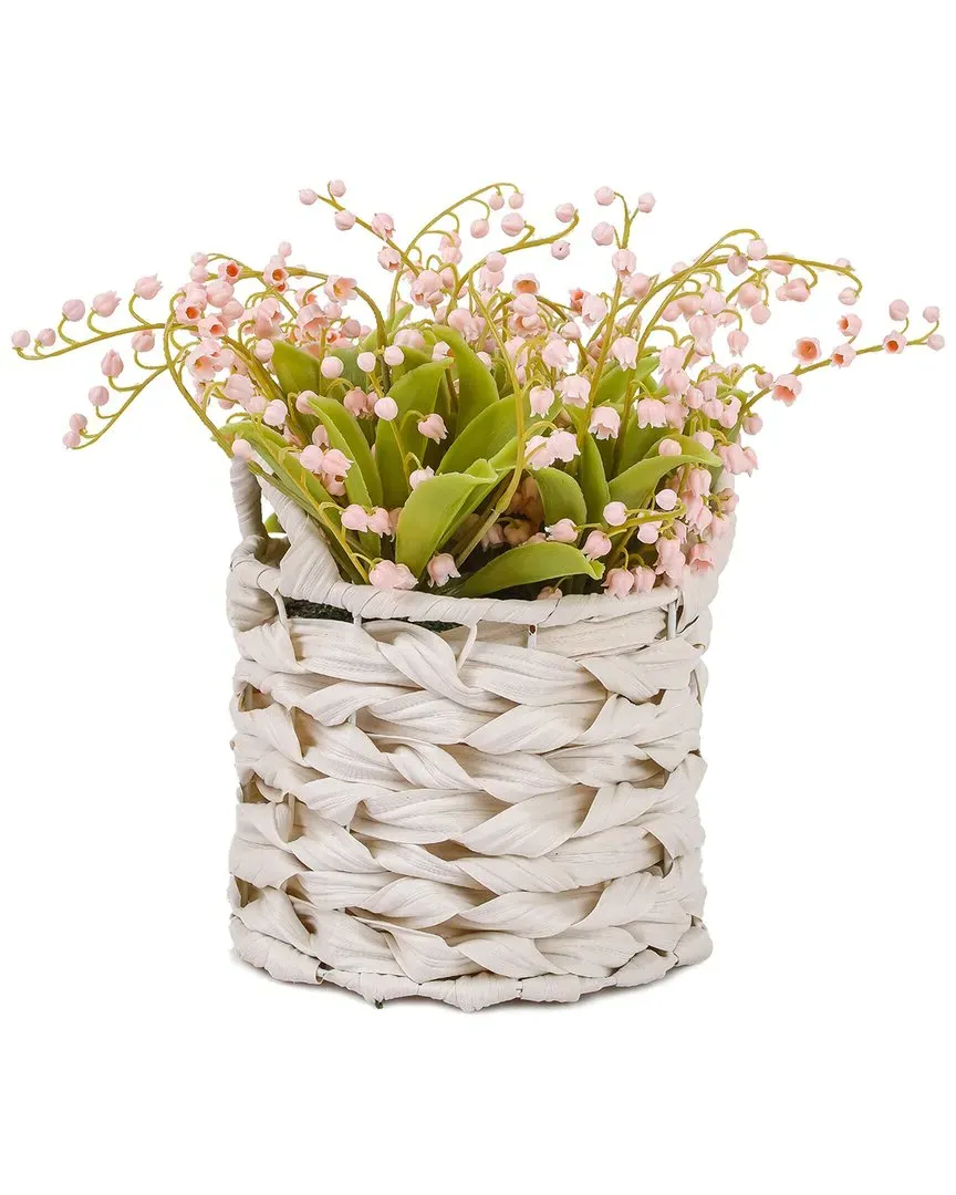 11In Lily-Of-The-Valley Artificial Flowers in Basket - Pink