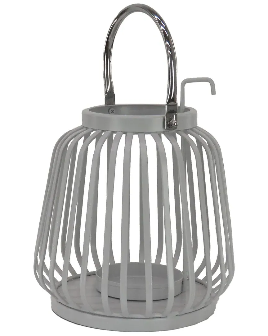 11in Ribbed Candle Lantern - Gray, Steel image