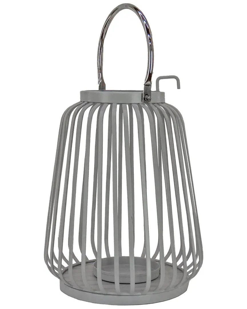 13in Ribbed Candle Lantern - Gray, Iron image