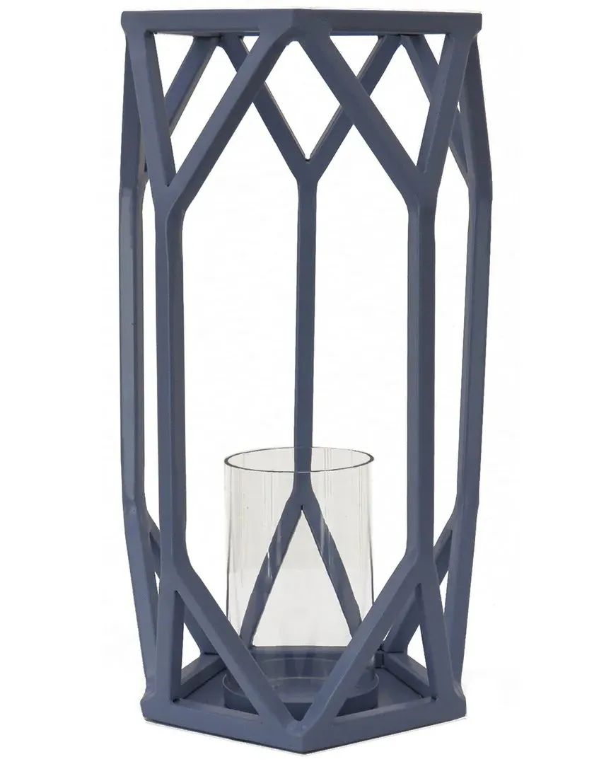 14in Candle Lantern - Chimney Dusty Blue, Iron image