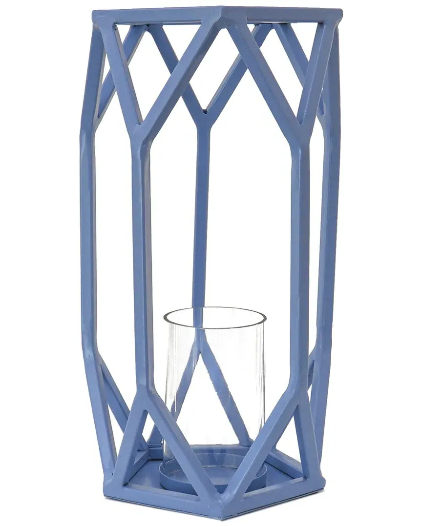 14in Candle Lantern - Ice Melt Blue, Iron