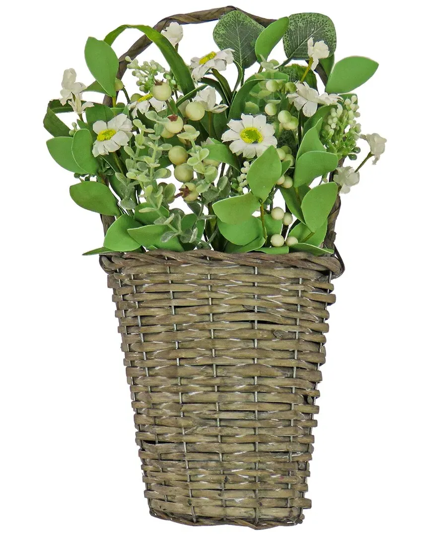 18In Daisies And Berries Wall Basket - Green image