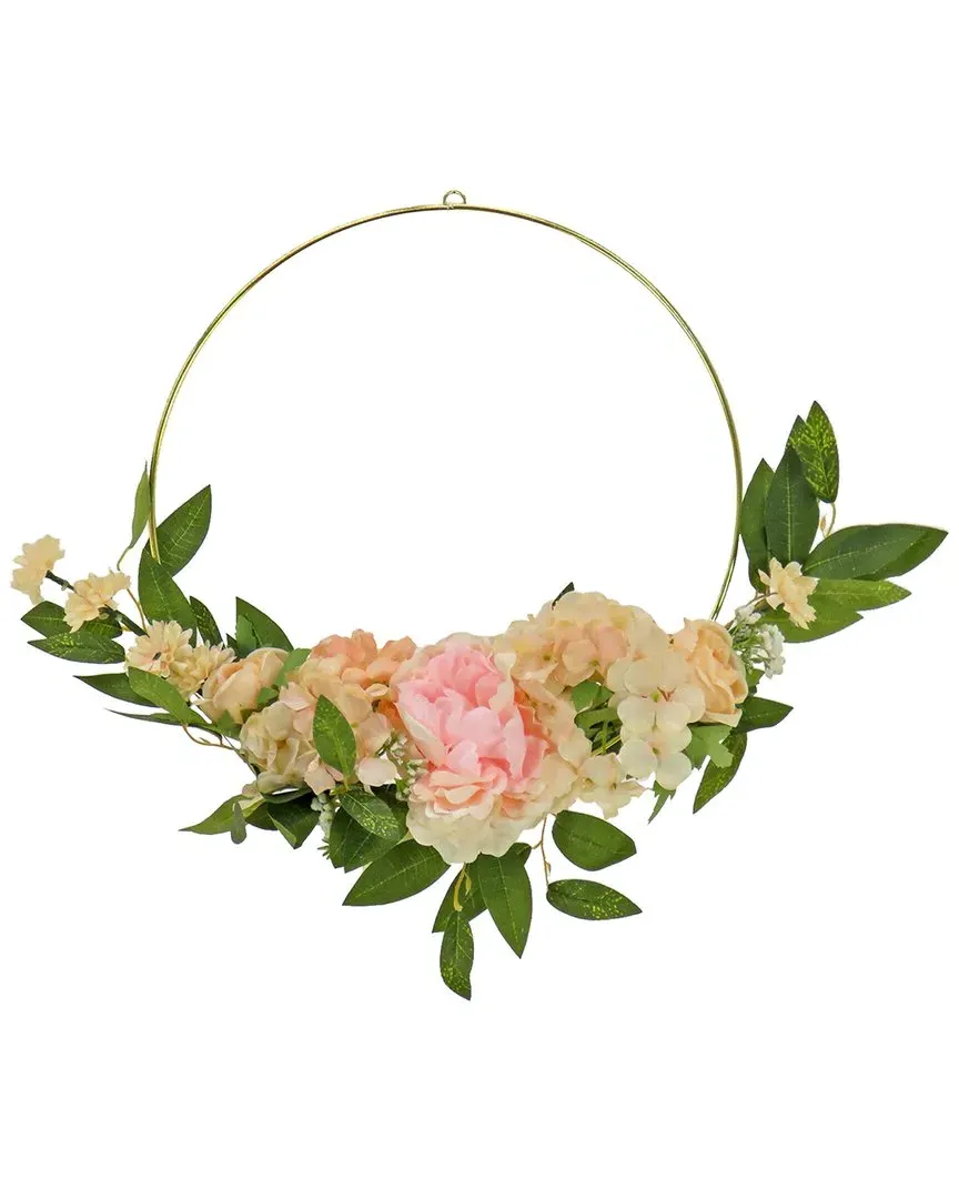 18In Spring Peony and Rose Hoop Wreath - Pink image